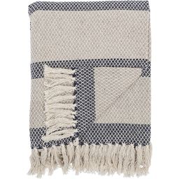 ROFUS Blanket - Block Stripes, Dark Blue & Beige