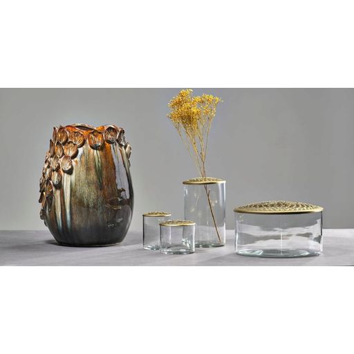 Villa Collection Vase ELVA aus Glas & Messing - ⌀ 10 x H 15 cm