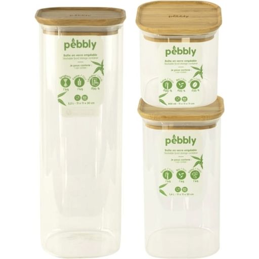 Glass Storage Jars with Bamboo Lids - Set of 3 - 1 item