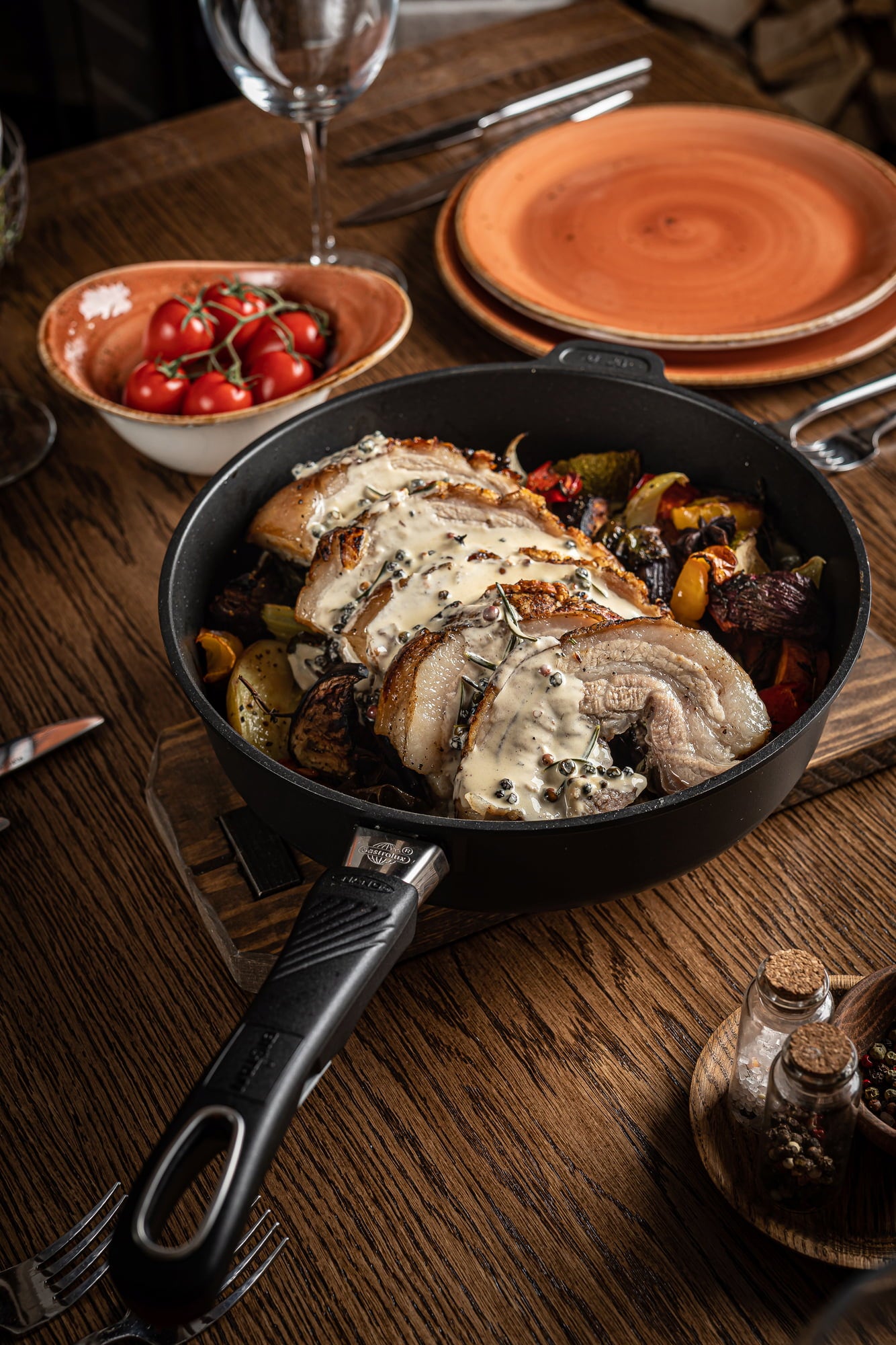 Gastrolux Hochrandpfanne mit abnehmbarem Stiel