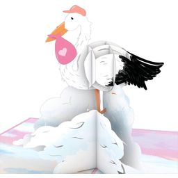 Lovepop Baby Stork Pop-Up Card - rosa