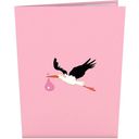 Lovepop Pop-Up Karte Baby-Storch - pink