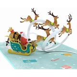Santa Claus Sleigh & Reindeer Pop-Up Card 