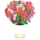 Lovepop XL pop-up voščilnica - Šopek roza lilij
