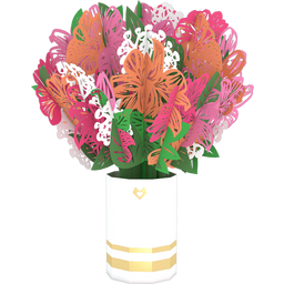 Lovepop XL pop-up voščilnica - Šopek roza lilij
