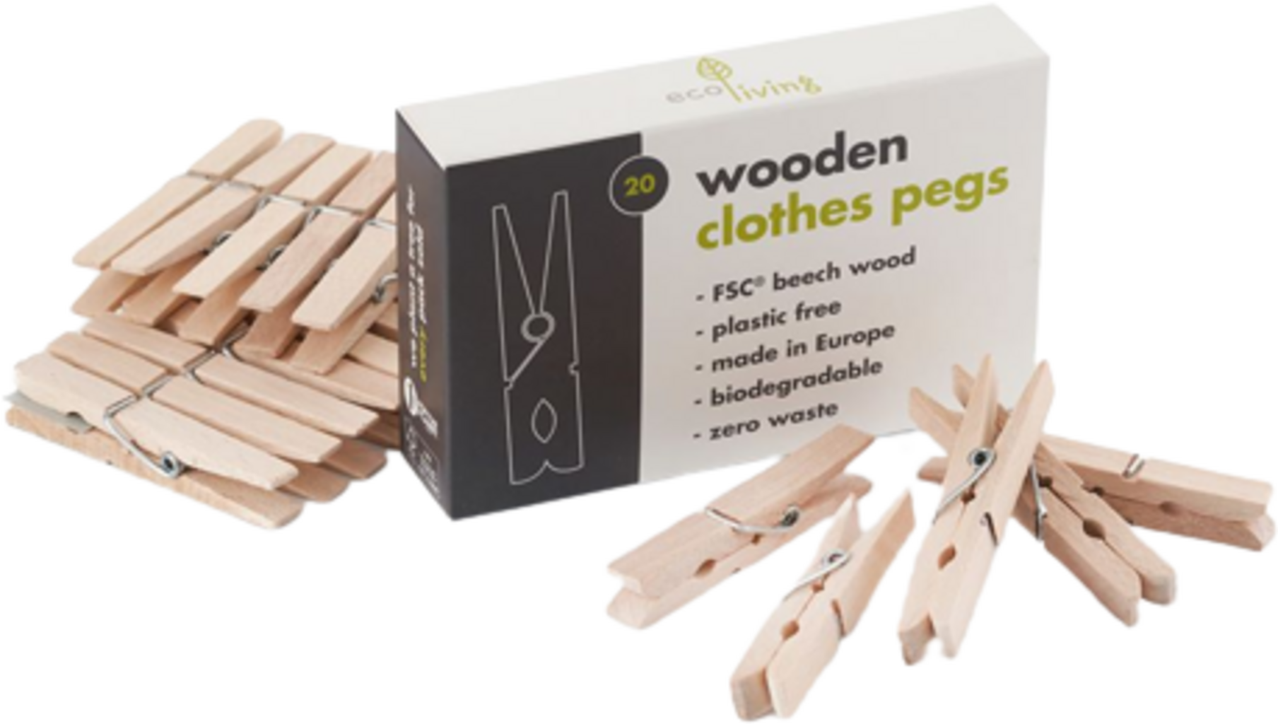 ecoLiving Clothespins - 20 Pieces