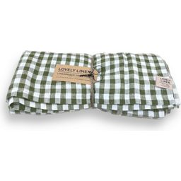 Lovely Linen Misty Tablecloth 145x380 - Square Karo Jeep Green