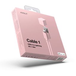 AVOLT Cable 1 USB A to Lightning, 1,8 m - Old Pink