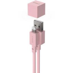 AVOLT Cable 1 USB A to Lightning, 1,8 m - Old Pink