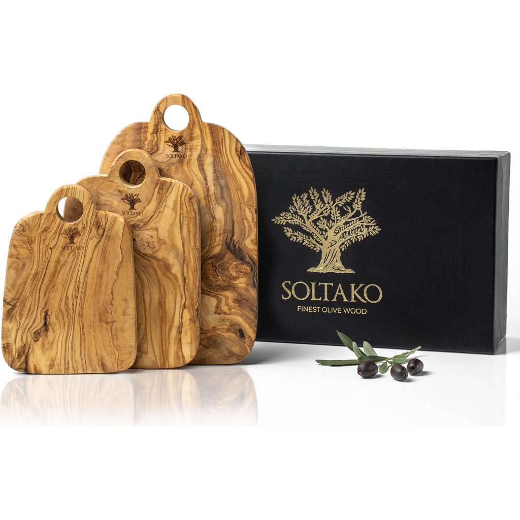 6er Raclette Set Aus Olivenholz - 6 Spachtel & 6 Untersetzer