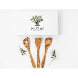 THE SARDINIAN CHEF Olive Wood Cooking Spoons, Set of 3
