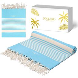 ARTHUR premium brisača za plažo / odeja / pregrinjalo za kavč - Vodno modra