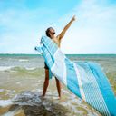 ARTHUR premium brisača za plažo / odeja / pregrinjalo za kavč - Vodno modra