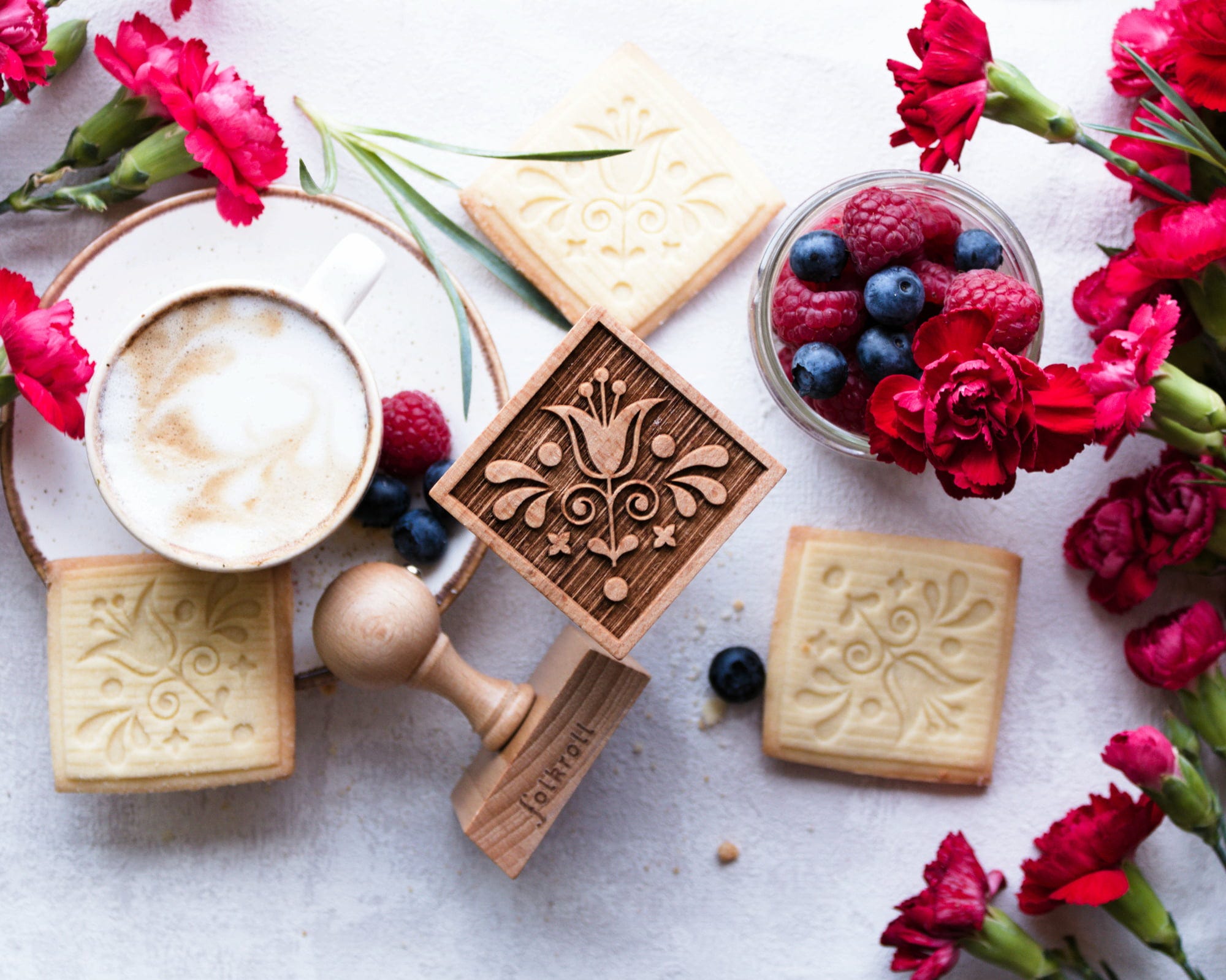 Folkroll Keksstempel Schneeflocken & Sterne - Backstempel Aus Buchenholz