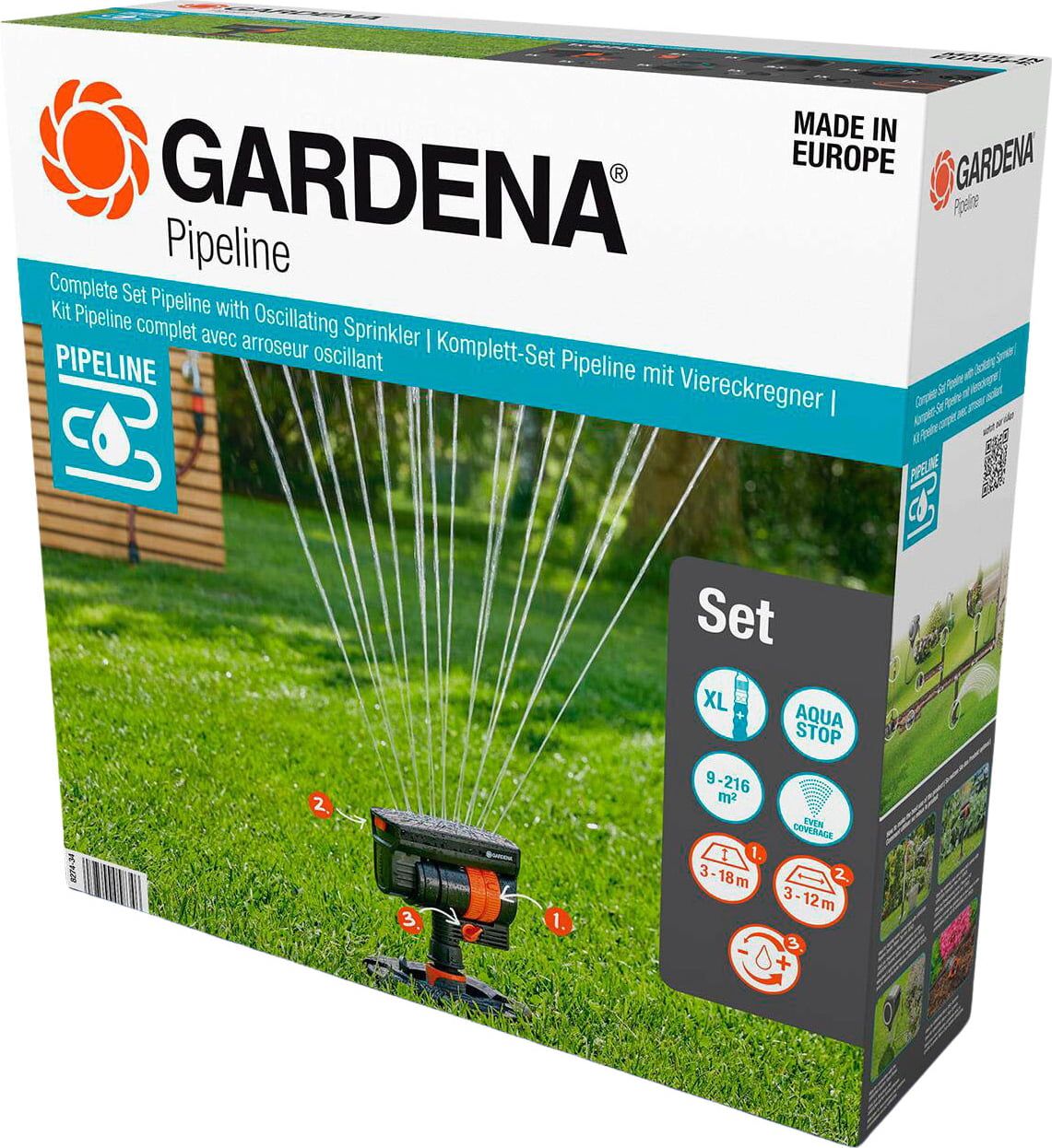 Gardena Sprinkler System Complete Set - Pipeline Oscillating Sprinkler -  Interismo